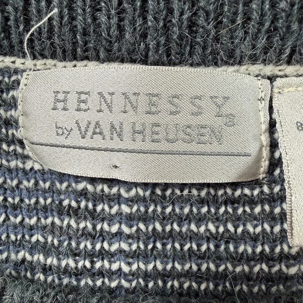 Vintage‎ Hennessy Mens Geometric Crewneck Sweater Sz L 90s Grandpa Core